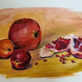 Натюрморт с нектаринами и гранатом