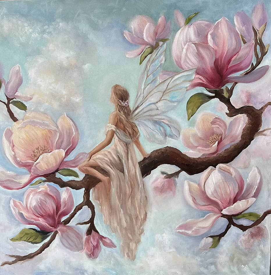 В саду больших цветущих магнолий