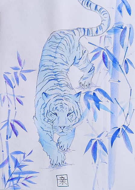 Тигр в зарослях бамбука