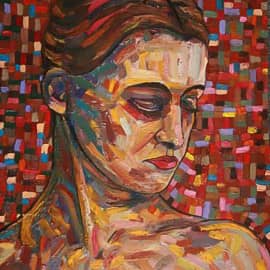 Портрет с красным цветом.