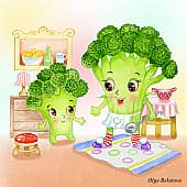 Иллюстрация к книге Greeny, the baby broccoli.