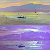 Нежный закат на побережье. Геленджик. День и ночь. Проект "светофизика в живописи"  ZhNataly, светящ (1), художник ZhNataly