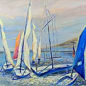 Яхты ждут спортсменов.Регата. Серия Яхт-клуб. День и ночь. Проект светофизика в живописи ZhNatal