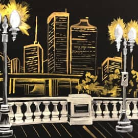 Ночной город. Балюстрада. Скетч.