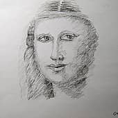 Джоконда угольным карандашом