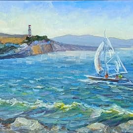 Солнечный день. Яхты в море. Пленэр ZhNataly