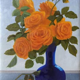 Жёлтые розы на северном окне.