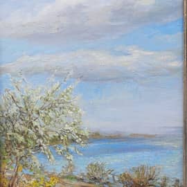 Черемуха у воды. Пленэрная живопись ZhNataly