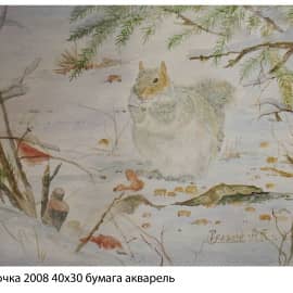 Белочка 2008 40х30 бумага акварель