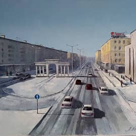 Усть-Каменогорск. Проспект Нурсултана Назарбаева. Вид с надземного перехода.