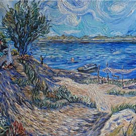 Летний день. Работа выполнена на пленере , ради эксперимента в стилистике Ван Гога.