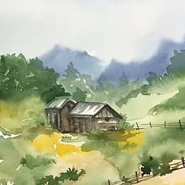 Этюд с домиком