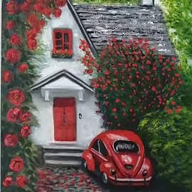 Дом с красными  розами