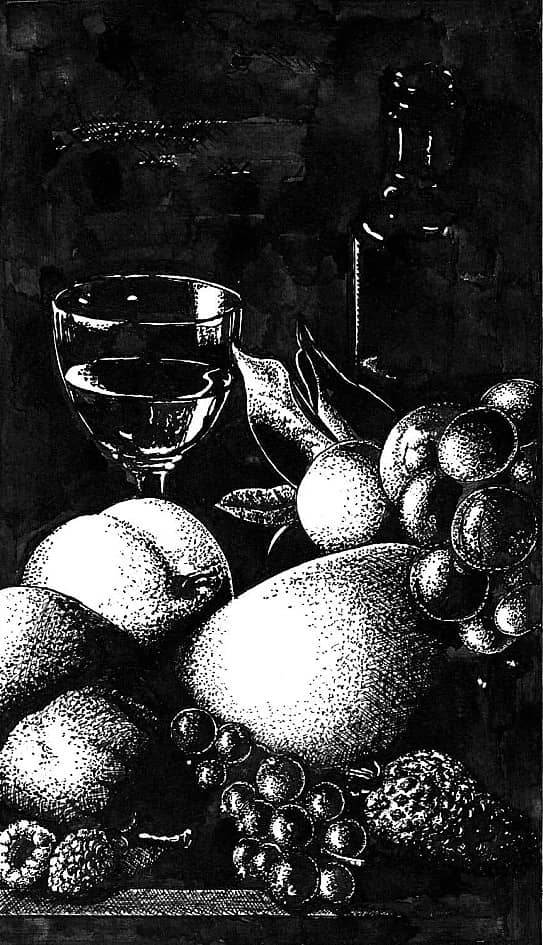 Натюрморт с фруктами  Still Life with Fruit, Бумага Тушь