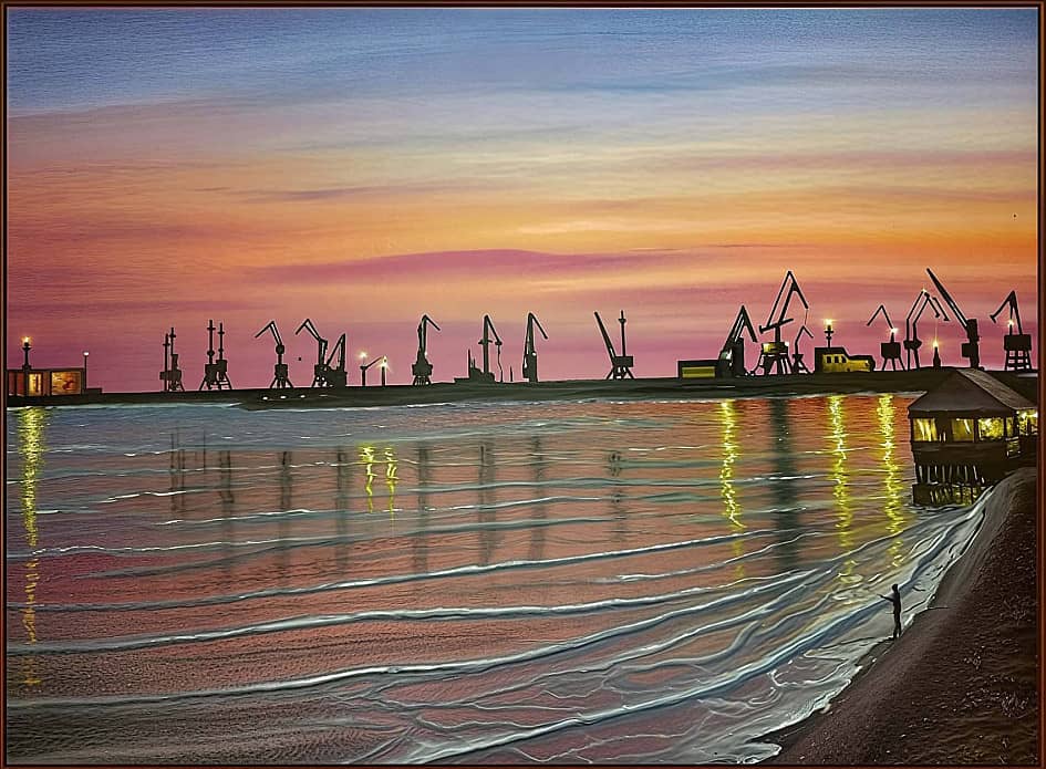 Порт в огне заката