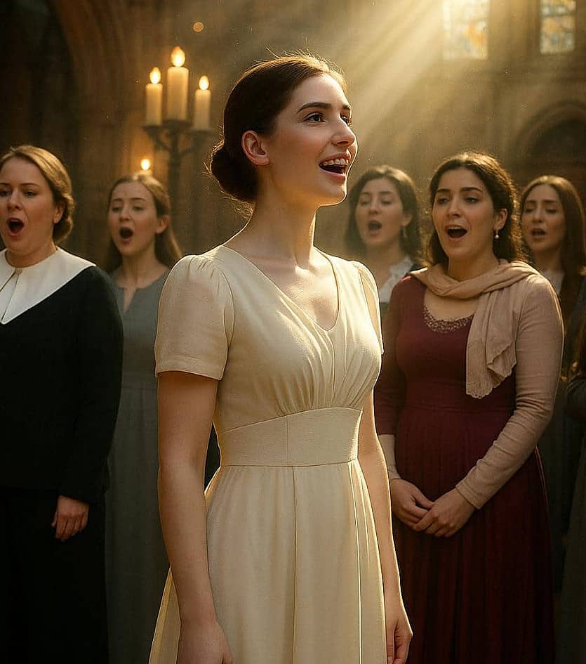 Девушка пела в церковном хоре