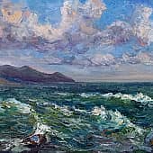 Штормящее море. Черноморский пейзаж с маяком. Пленэр ZhNataly