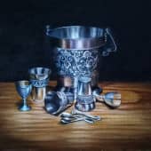 Натюрморт с металлической посудой, художник Шатёрных Геннадий