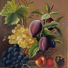 Фрукты в корзине. По мотивам голландских художников.