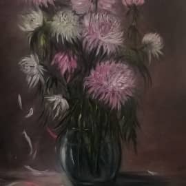 Хризантемы в вазе