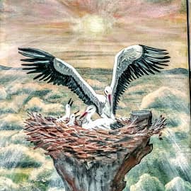 Семья...Модульная картина из 3-х холстов.