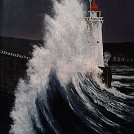 Бушующий океан и маяк символ выбора правильного пути, безопасности и надежности.