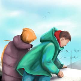 На крыше (иллюстрация)