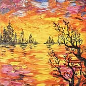 Прогулка с собакой на закате