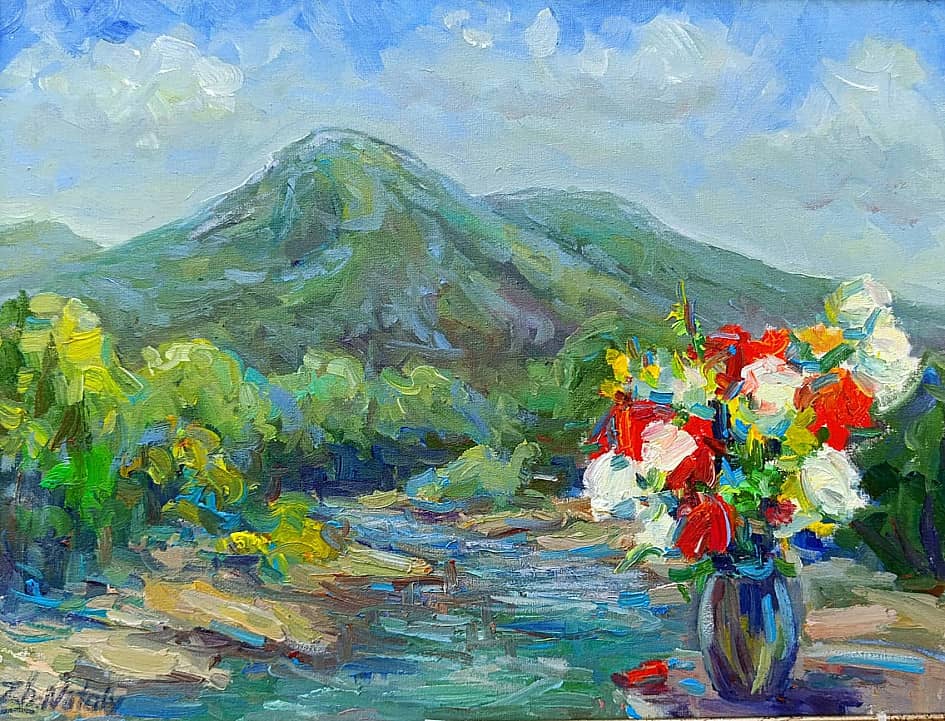Букет в кувшине у подножия горы Тхача-гочук. Серия натюрморт под открытым небом. Пленэр ZhNataly