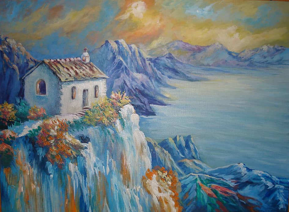 Одинокий дом на скалах.