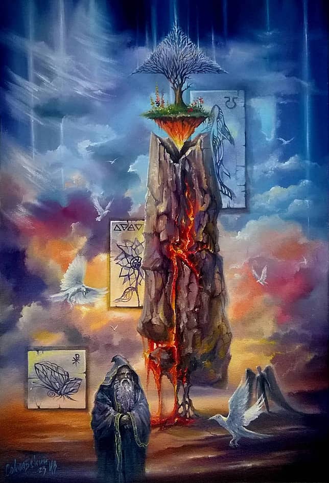 "Скала терпения с символами мира"