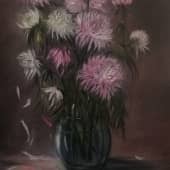Хризантемы в вазе, художник Наталья Полетаева