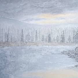 Осень. Туман после дождя на реке.