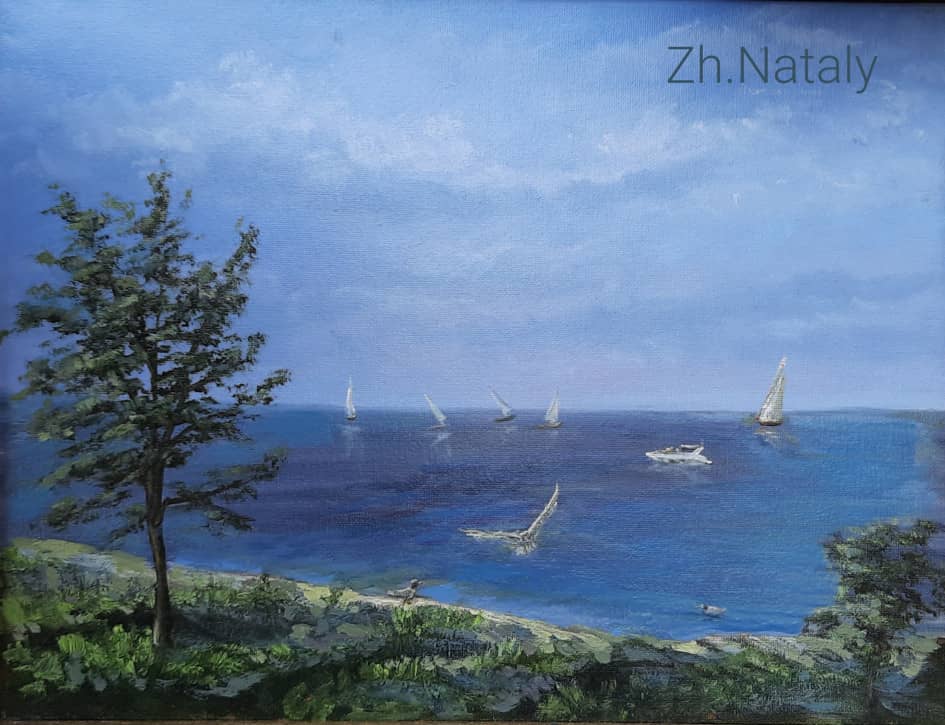 Лето на море.  Морской пейзаж #ZhNataly #азовскоеморе живопись Н.Журавлёвой