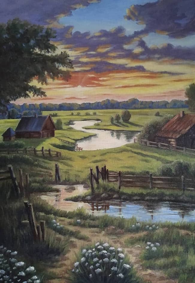 Закат в деревне