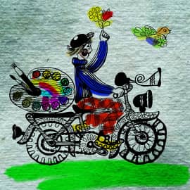 Юный художник спешит на пленэр