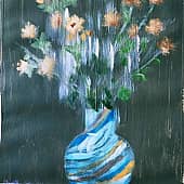 Мои хризантемы. Картина написана на бумаге для акрила