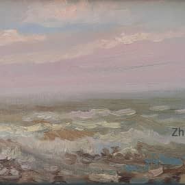 "Прибой на закате. азовская волна"  серия "родные берега" Н.Журавлёвой."  Весенний пленэр Zh.Nataly