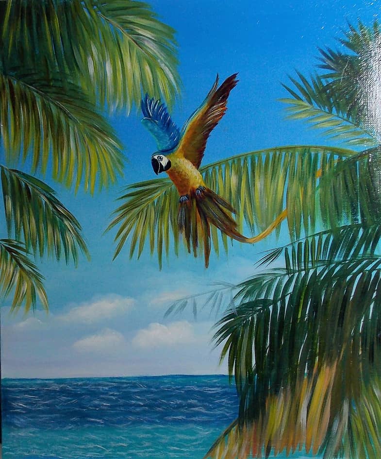 Птица и пальмы