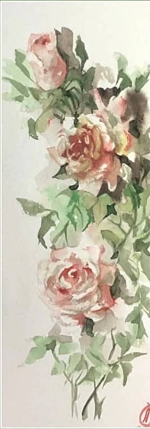 Акварель Ветка роз