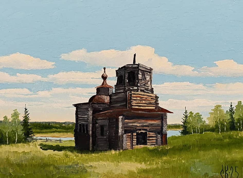 У старой часовни. Пленэр.