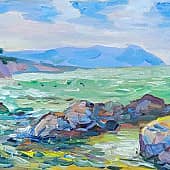 Маяк. Камни на берегу. Чёрное море. Пленэр ZhNataly