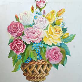 Розы в корзине