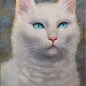 Белый кот, художник Ирина Стукова