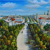 Старая Москва, вид Петровского бульвара с чб фотографии 1880 г
