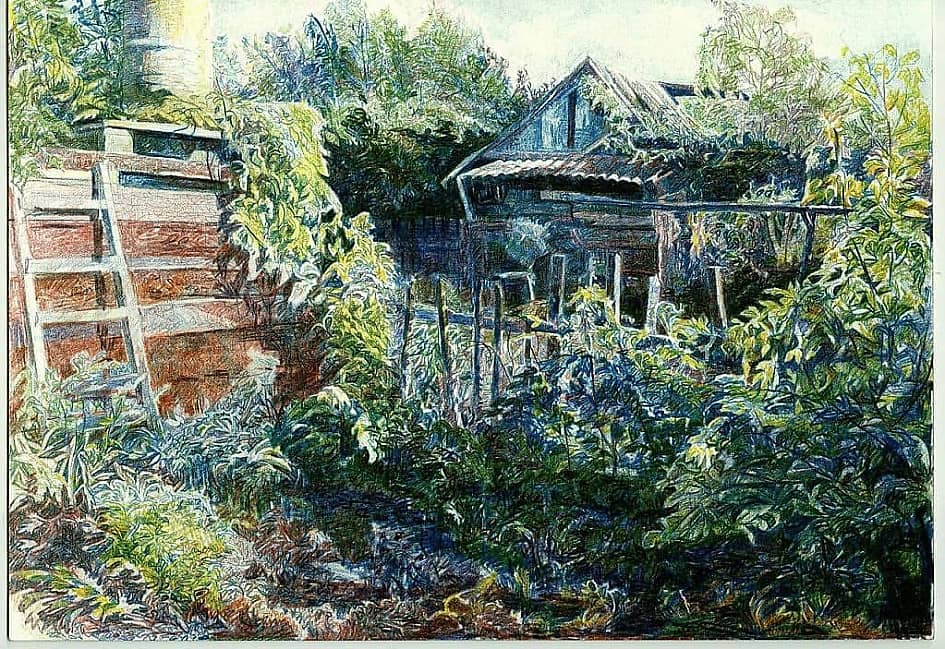 В огороде.