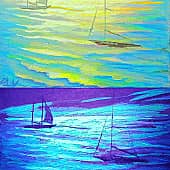 Яхты. День и ночь. Проект "светофизика в живописи"  ZhNataly. (1), художник ZhNataly