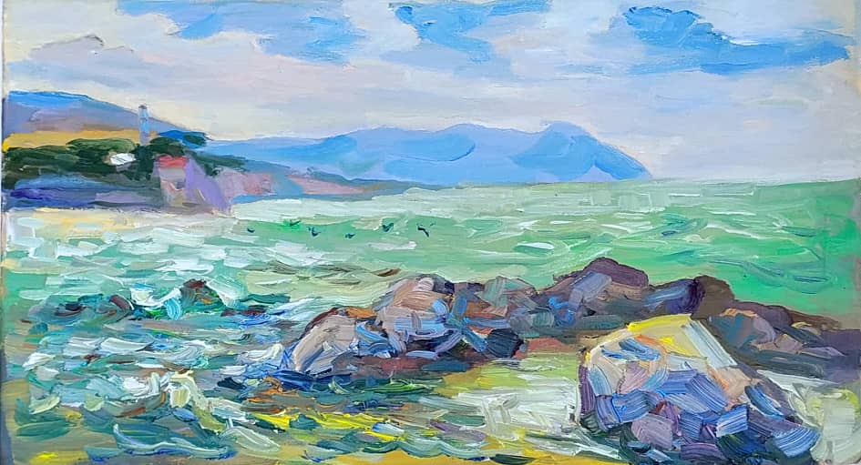 Маяк. Камни на берегу. Чёрное море. Пленэр ZhNataly