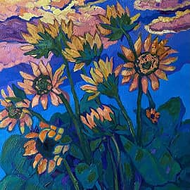 Рассвет и подсолнухи