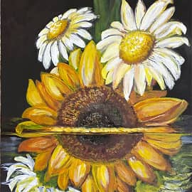Серия "Всегда живые цветы": Подсолнух и ромашки.